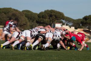 Rugby scrum, the inspiration for the role of a scrum master.