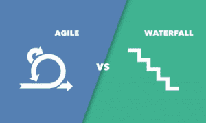 agile vs waterfall illustration.