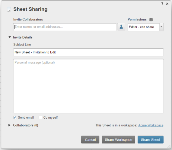 smartsheet workspace Sheet Sharing.